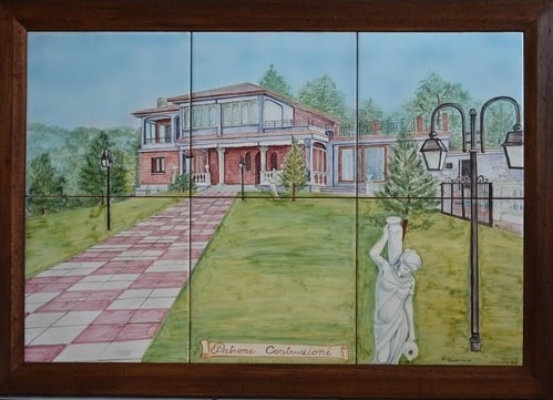 Ceramiche d-Arte di Albisola - Paesaggio con ristorante.